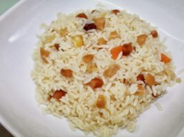 Pudim de arroz e frutos secos