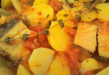 Bacalhau guisado à Lisboeta.