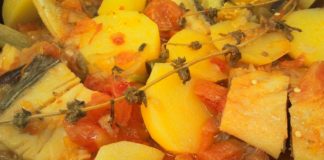 Bacalhau guisado à Lisboeta.
