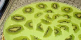 Pudim de biscoitos e kiwi