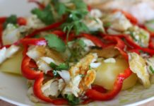 Receita de Salada bacalhau assado com pimentos