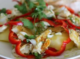 Receita de Salada bacalhau assado com pimentos