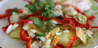 Receita de Salada bacalhau assado com pimentos