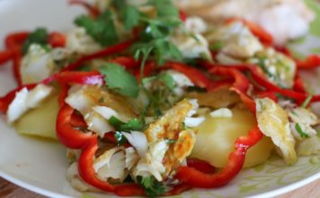 Receita de Salada bacalhau assado com pimentos