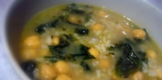 Receita de Sopa de grão com espinafres e chouriço.