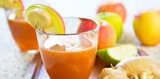 Receita de Sumo detox de gengibre, cenoura e maçã