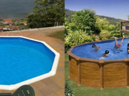 Jardim com piscina