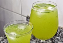 Suco energético de limão e cidreira